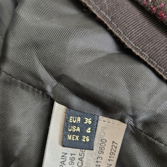 Massimo Dutti Blazer Wool Blend Tweed Burgundy Long Sleeve Career Jacket 4 - Picture 7 of 11